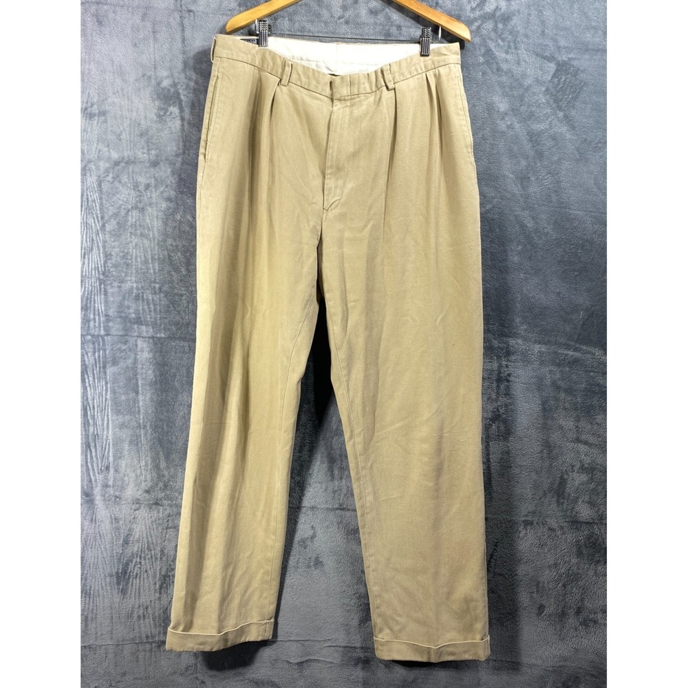 Vintage Polo Ralph Lauren Pants Men Fits 36x33 Cotton Classic Casual Pleated USA
